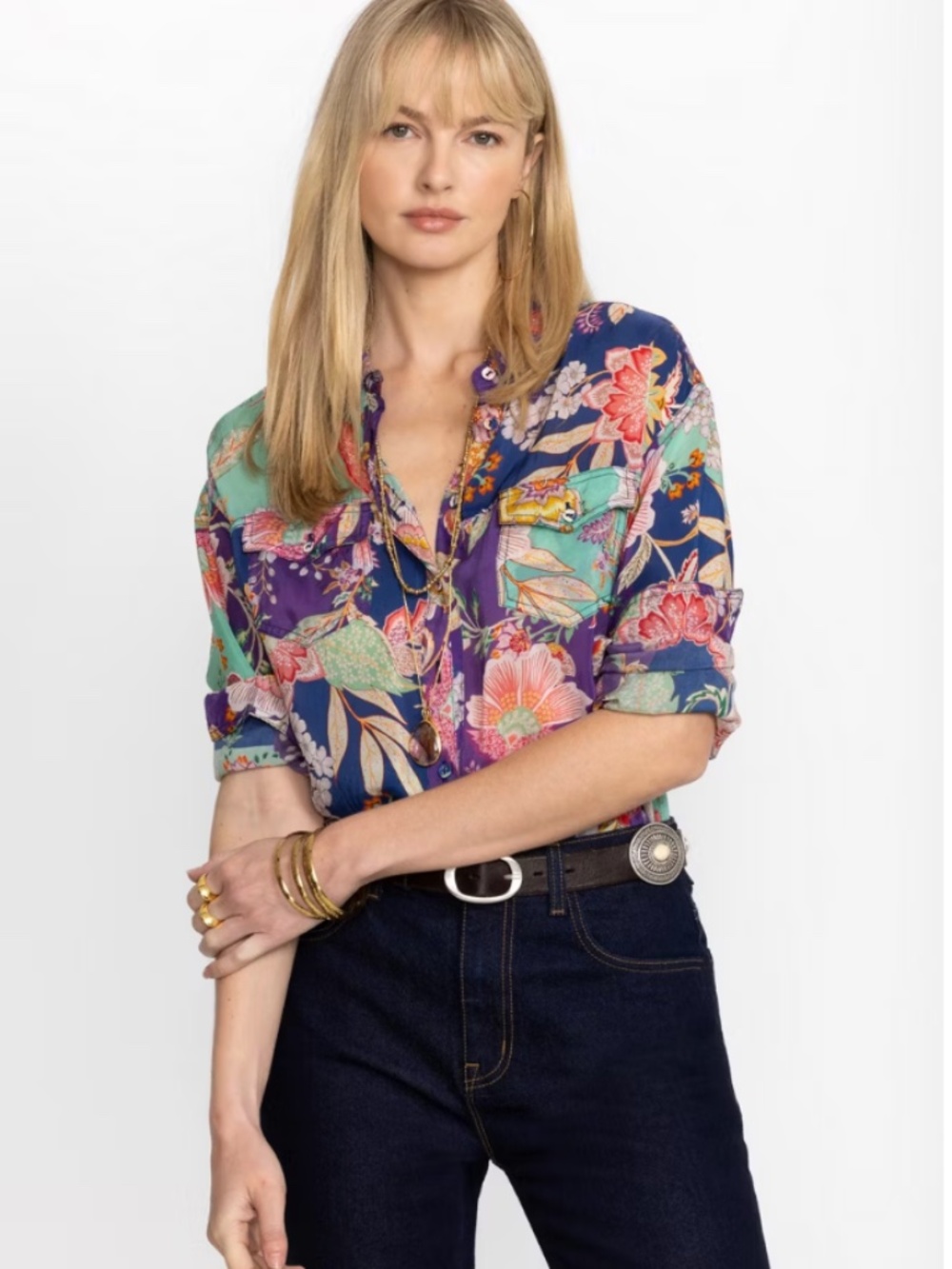 JOHNNY WAS Leya Button Up Shirt - Vivienne - Floral - Size Medium M